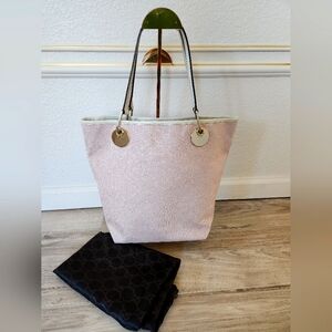 GUCCI Pink Canvas And Leather Tote Shoulder Bag With Dustbag